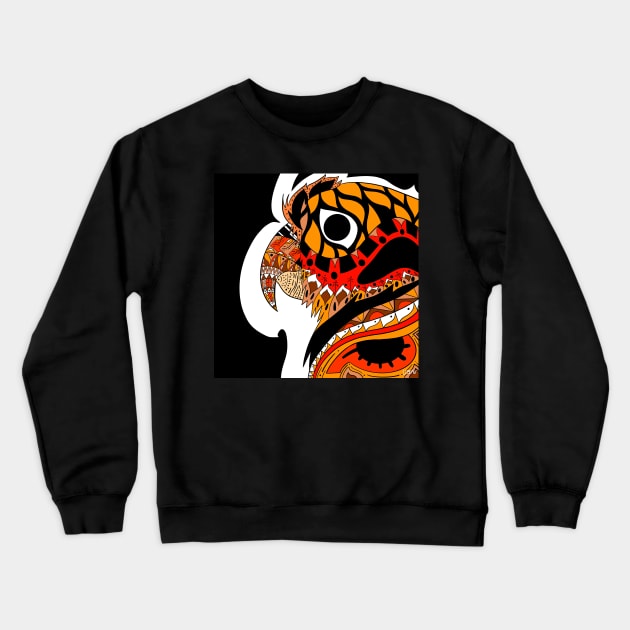 orange parrot ecopop loro naranja art Crewneck Sweatshirt by jorge_lebeau